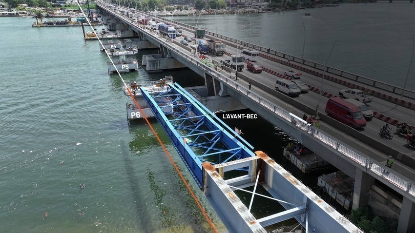 SICMA réalise avec succès le deuxième lançage de la charpente métallique du viaduc